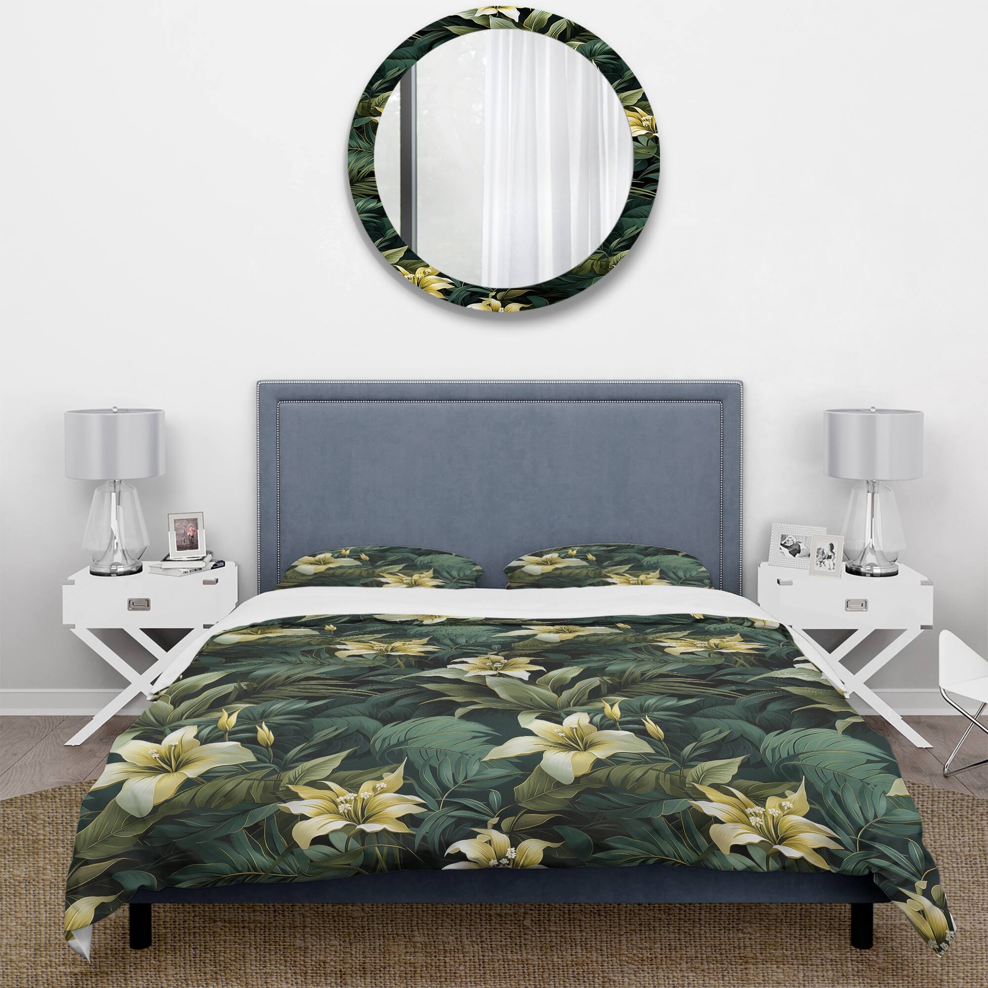 Designart "Mirage Elegance Ii Tropical Pattern" Yellow Floral Bed Cover